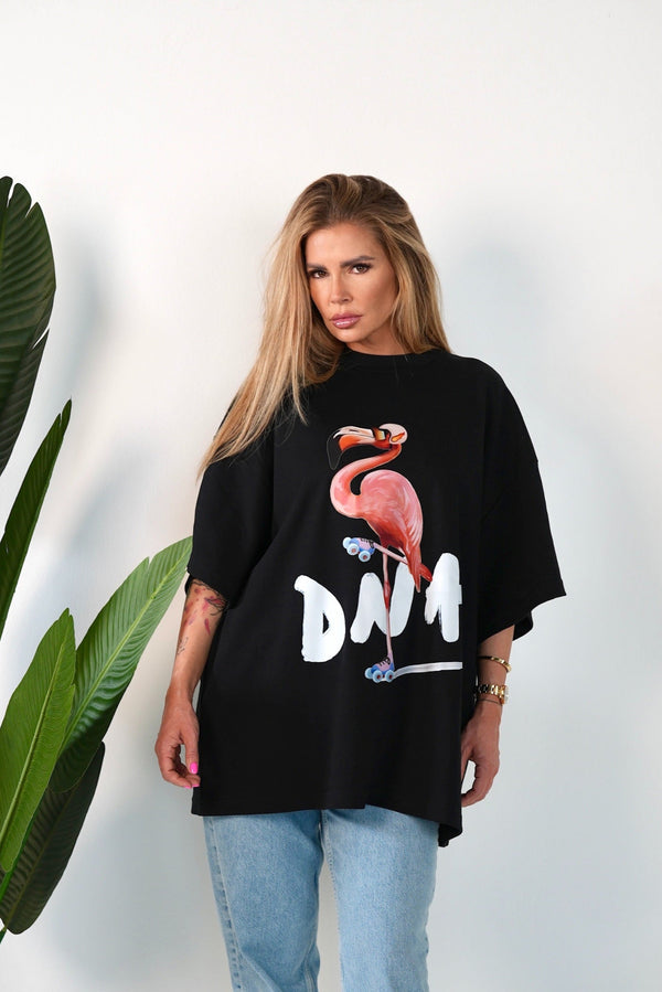 D.N.A Unisex Oversize Tričko FLAMINGO